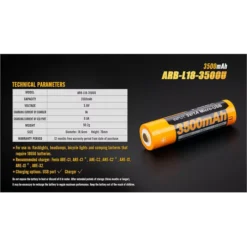 Fenix ARB-L18 18650 3500U Battery -Nitecore ARB L18 3500U 7