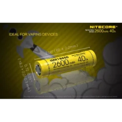 Nitecore Flat Top IMR 18650 Li-Mn Battery 2600mAh -Nitecore NC IMR18650 2600 40A 4