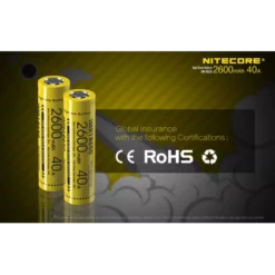 Nitecore Flat Top IMR 18650 Li-Mn Battery 2600mAh -Nitecore NC IMR18650 2600 40A 5