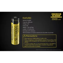 Nitecore 18650 Li-ion High Performance Battery (3500mAh) NL1835HP -Nitecore NL1835HP 9