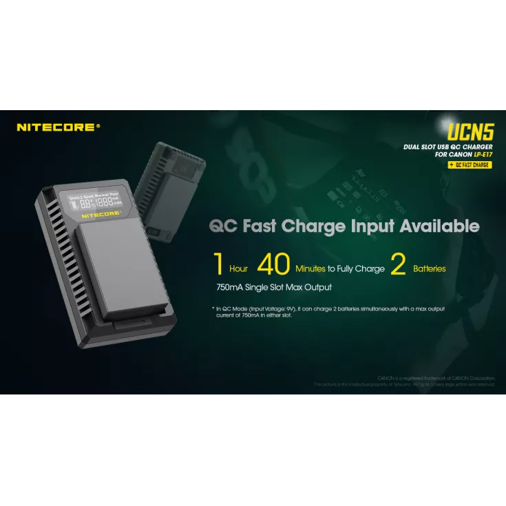 Nitecore UCN5 Canon Camera Charger 3 Nitecore UCN5 Canon Camera Charger - Image 2