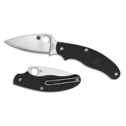 Spyderco UK Penknife - Black FRN Handle, Satin Leaf Plain Edge